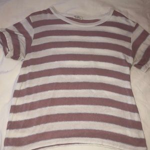 Pink white and baby blue striped brandy tshirt.